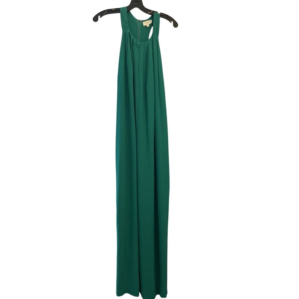 Everly Emerald‎ Green Pleated Halter Maxi Dress Racerback Slit Womens S Party
